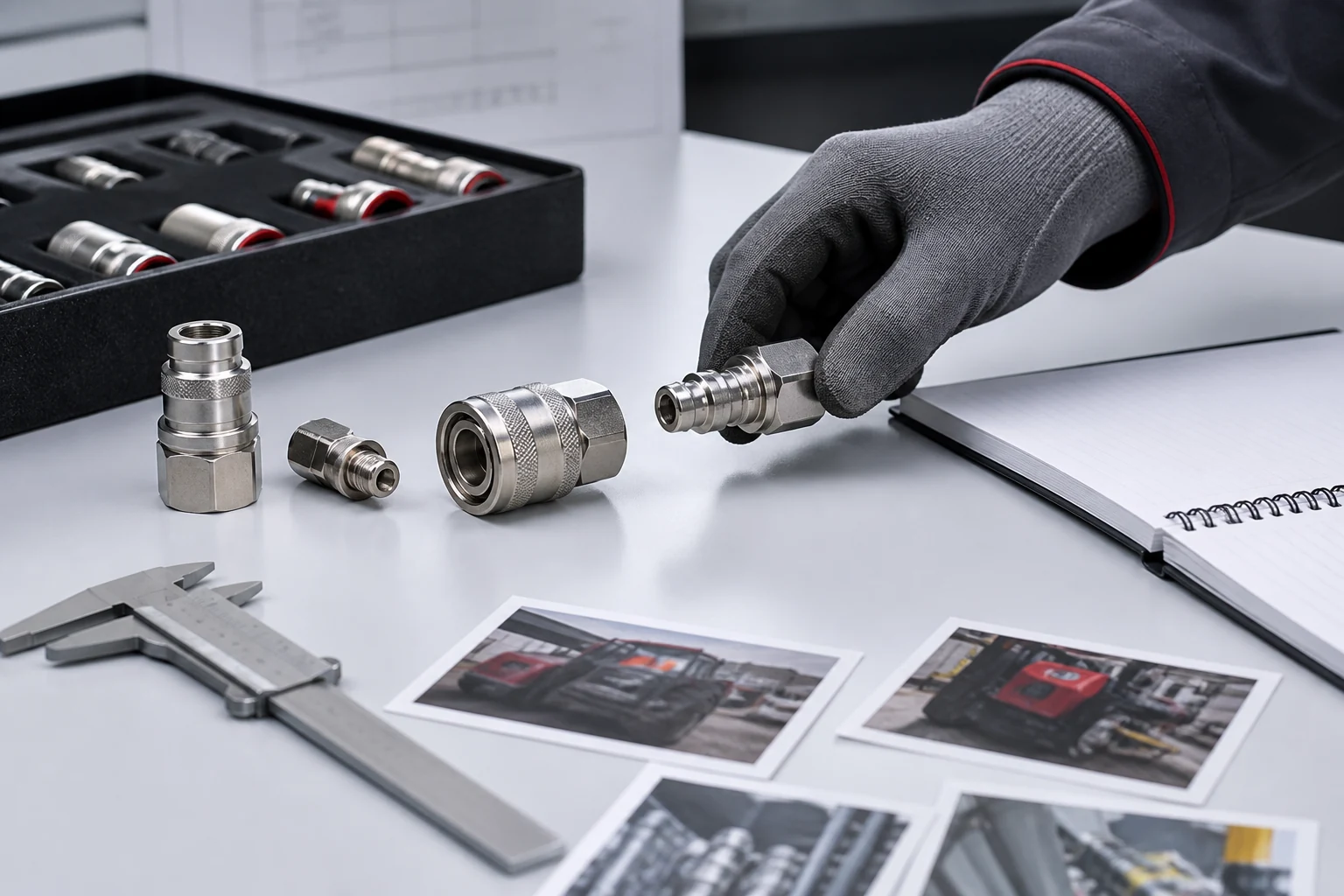 Illustration of pneumatic coupling identification using product photos and measurements