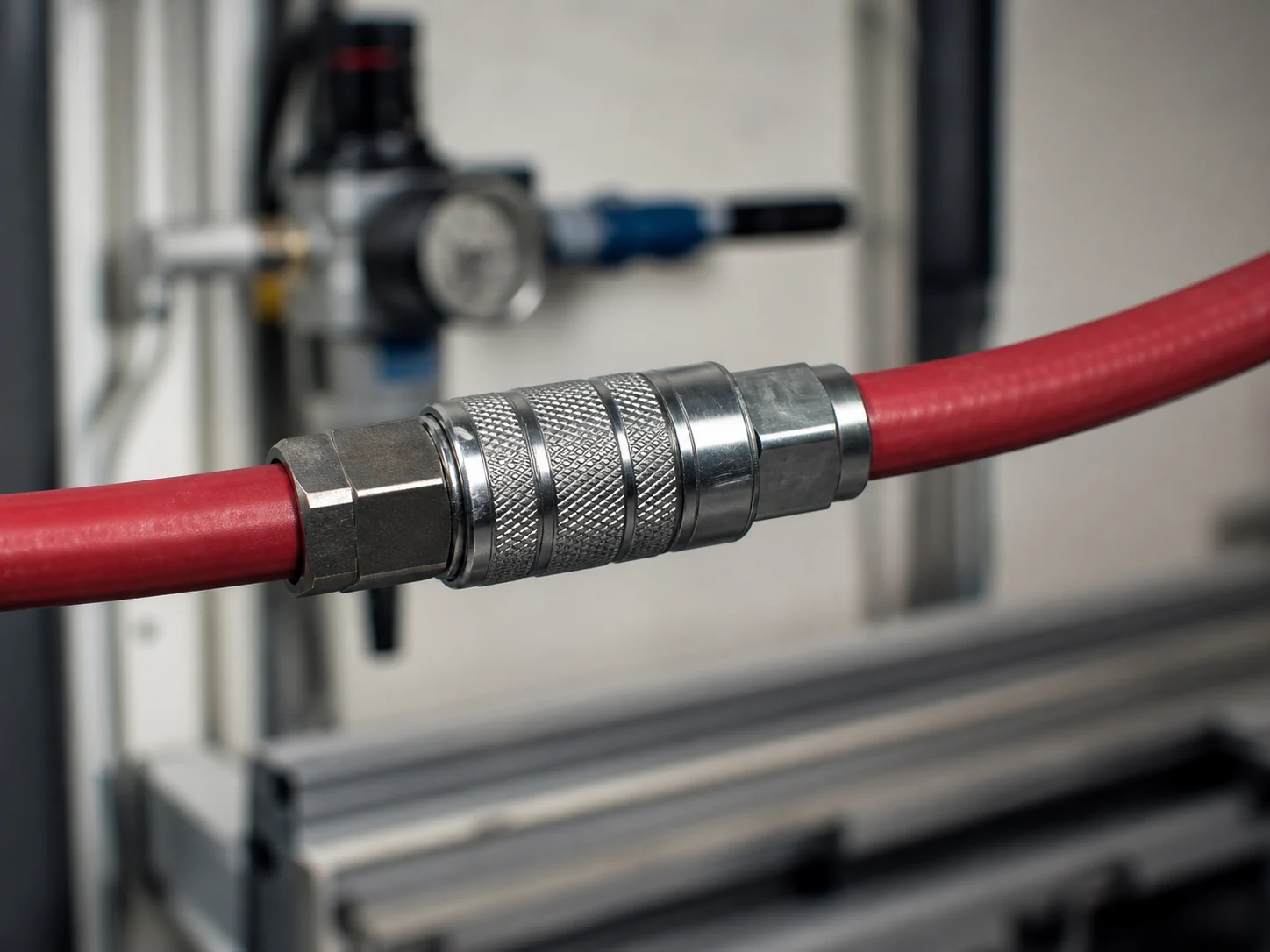 Quick coupling remaining locked while a pneumatic hose is pulled